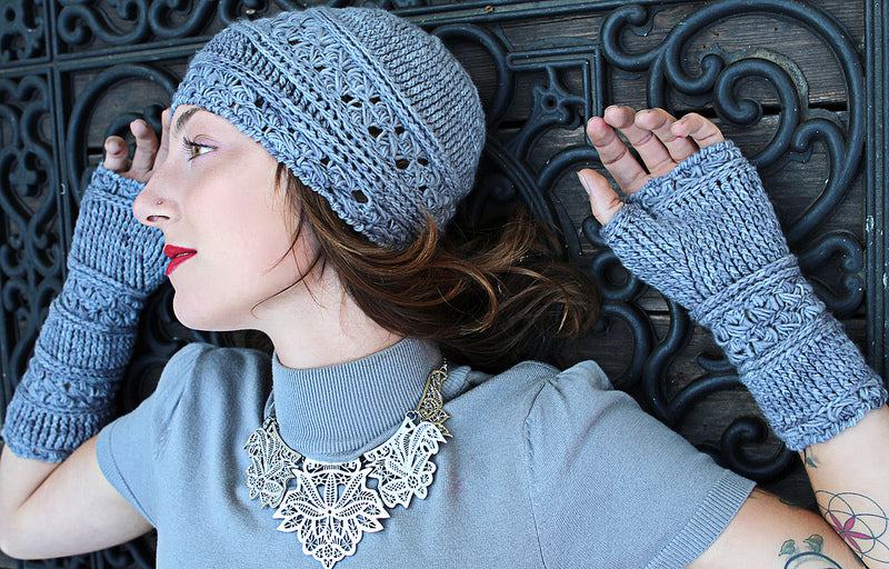 Velutinous Lace - Crochet Cap & Wristlets