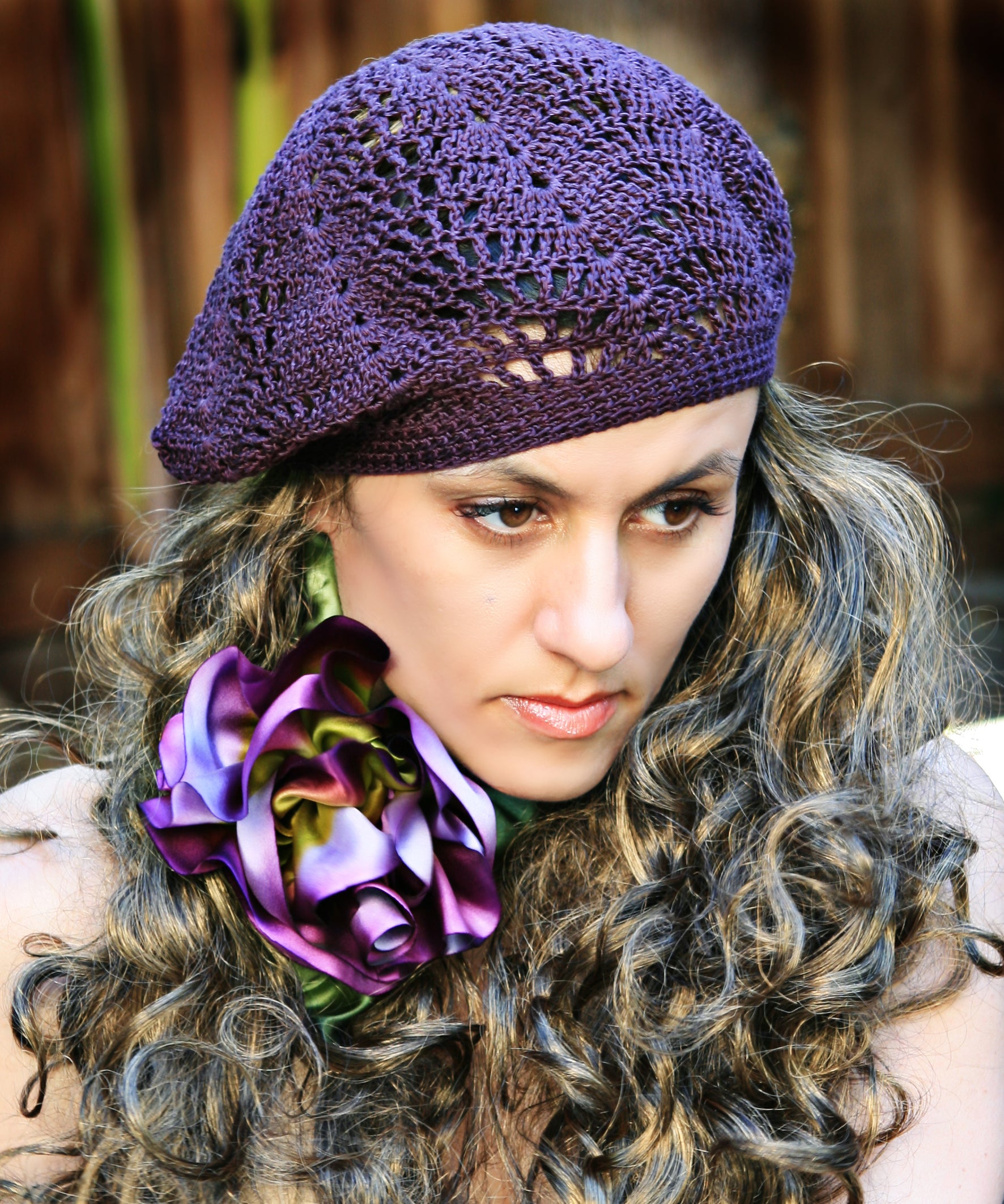 Slouchy Crochet Lace Beret - Hand Crocheted